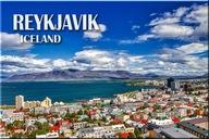 ISLANDIA REYKJAVIK GÓRY MIASTO KRAJOBRAZ MAGNES MAGNESY NA LODÓWKĘ 06