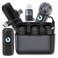 2x Bezdrátový klopový kondenzátorový mikrofon USB-C pro iPhone Samsung