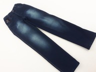 Granatowe SPODNIE PROSTE wycierane W KANT a'la jeans _ 146/152cm