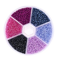 Sklenené korálky 3600 ks v krabičke mix fialová