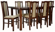 klasyczny KOMPLET duży rozkładany stół drewniany + 6 krzeseł tapicerowanych