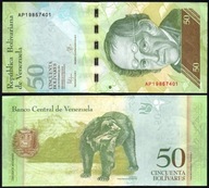 $ Wenezuela 50 BOLIVARES P-92k UNC 2015