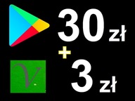 Google Play 30zł + Vertigo 3zł Karta Podarunkowa