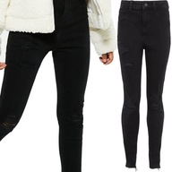 New Look Dziewczęce Bawełniane Czarne Spodnie Jeansy z Dziurami 164 cm