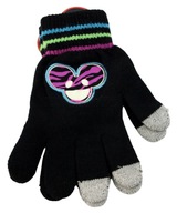 Rękawiczki dziecięce młodzieżowe Deadmau5 rozmiar L/XL dotykowe czarne Haft