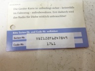 Radio navigation VW RNS 300 code abdeckung mapa 1K0035191E OE