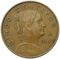 MEXIKO 5 CENTAVOS 1967 VĚTŠÍ TYP 11A5