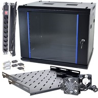 Szafa RACK 9U 600x600 WISZĄCA szafa serwerowa + półka + listwa zasilająca