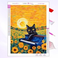 Diamond Painting Obraz Van Gogh słonecznikowy czarny kot fortepian zabawna