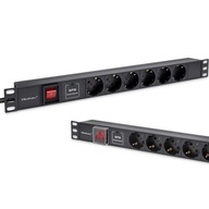 Qoltec Aluminiowa Listwa zasilająca PDU do RACK 19'' 1U 16A 6xSCHUKO 1.8m