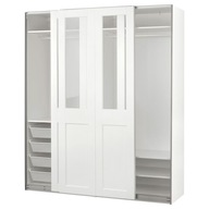 IKEA PAX/GRIMO Skriňa s posuvnými dverami biela/sklo 200x66x236 cm