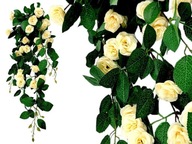 Róża Sztuczna Roślina Pnącze Kwiaty na Balkon 80cm - krem