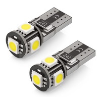2x W5W T10 LED Izzó, 5 LED 5050 SMD, CANBUS, utólagos beépítés