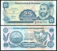 $ Nikaragua 25 CENTAVOS P-170a(2) UNC 1991