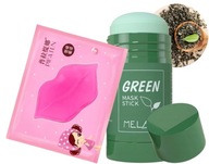 Maska so zeleným čajom v stuhe na tvár MELAO + gélová maska na pery