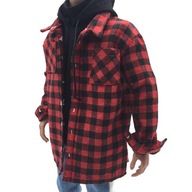 1/6 skala czerwona męska koszula w kratę kurtka męska odzież