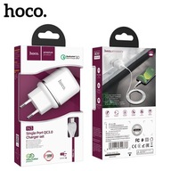 HOCO ładowarka sieciowa N3 18W 1xUSB QC3.0 + kabel Micro Biały