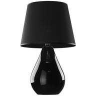 Lampa nocna LACRIMA czarna szklana z abażurem duża nowoczesna sypiania 1P