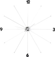 Kare designerski zegar ścienny Like Umbrella chrom, 100 x 100 x 6 cm