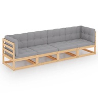 3-osobowa sofa ogrodowa z poduszkami, lite drewno