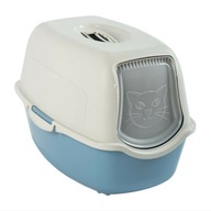 Krytá toaleta pre mačky ROTHO s dvierkami 56 x 40 x 39 cm, modrá