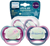 PHILIPS AVENT 2x SMOCZEK ULTRA AIR NIGHTTIME ORTODONTYCZNY ŚWIECĄCY 6-18 M