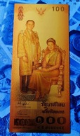 TAJLANDIA ZŁOTY BANKNOT 100 Baht 2004 Rama IX 24k