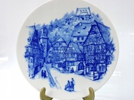 Veľký tanier obraz porcelán kobalt staré mesto