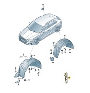 ZESTAW ELEMENTÓW MOCUJĄCYCH NADKOLE PRZÓD TYŁ AUDI A3 S3 RS3 8Y ORYGINAŁ