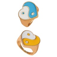 2 sztuki motywu Yin Yang moda pierścionki z sercem miłosnym dla kobiet i mężczyzn
