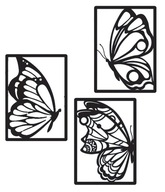 OBRAZ AŻUROWY DEKORACJA ŚCIENNA 3D motyle w ramce L panel tryptyk 81x41cm
