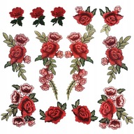 Dámske ruže vyšívané náplasti aplikácie červená