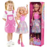 LALKA BARBIE 70 CM BLONDYNKA MEGA DUŻA TIE-DYE SUKIENKA MODNA RUCHOME RĘCE