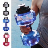 Butelka na wodę sportową z hantlami o pojemności 1500 ml, przezroczysta, przenośna, do treningu siłowego ramion