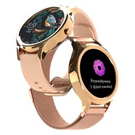 Smartwatch damski zegarek złoty wodoodporny na bransolecie z paskiem sport