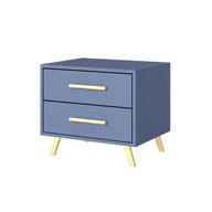 Farebný nočný stolík so zásuvkami a zlatými úchytkami BALL II / modrá