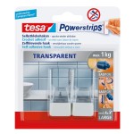 TESA POWERSTRIPS Háčiky transparentné samolepiace kúpeľňové 1kg 2ks