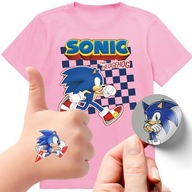 ZESTAW 3W1 KOSZULKA DLA DZIECI TATUAŻE NAKLEJKI SONIC 152 JAKOŚĆ