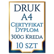 DYPLOM CERTYFIKAT 10 szt DRUK A4 Kreda 300g