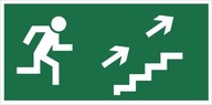 Znak kierunek drogi ewakuacyjnej schodami w górę (na prawo) PCV 15x30 foto