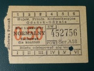 Bilet normalny tramw. 50 gr. WPK Gdańsk-Gdynia.