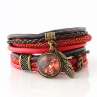 Bransoletka z rzemieni Red Autumn boho etno brąz