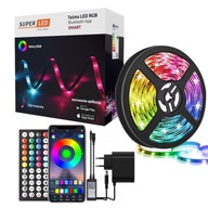 Zestaw Taśma LED 5m RGB 5050 Smart Bluetooth Aplikacja + pilot SuperLED