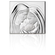 Obraz Świętej Rodziny srebrny nowoczesny | Rozmiar: 22.5x20.5 cm