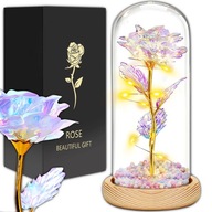 Večná ruža v skle SVIETIACA LED ako darček na Valentína narodeniny príležitosť
