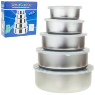 ÉTELTÁROLÓ EDÉNY SZETT ROZSDAMENTES ACÉL TÁL 5DB-OS FEDÉL