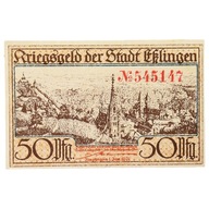 Banknot, Niemcy, Esslingen Stadt, 50 Pfennig, vill
