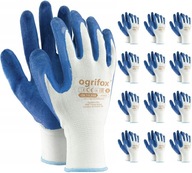 MOCNE rękawice ROBOCZE RĘKAWICZKI ochronne lateksowe OGRIFOX 12 par r. 10