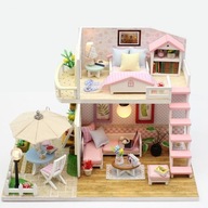 Domček pre bábiky poschodový drevený model na zostavenie LED
