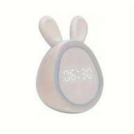 Roztomilý budík králik, nabíjateľný LED svetelný digitálny